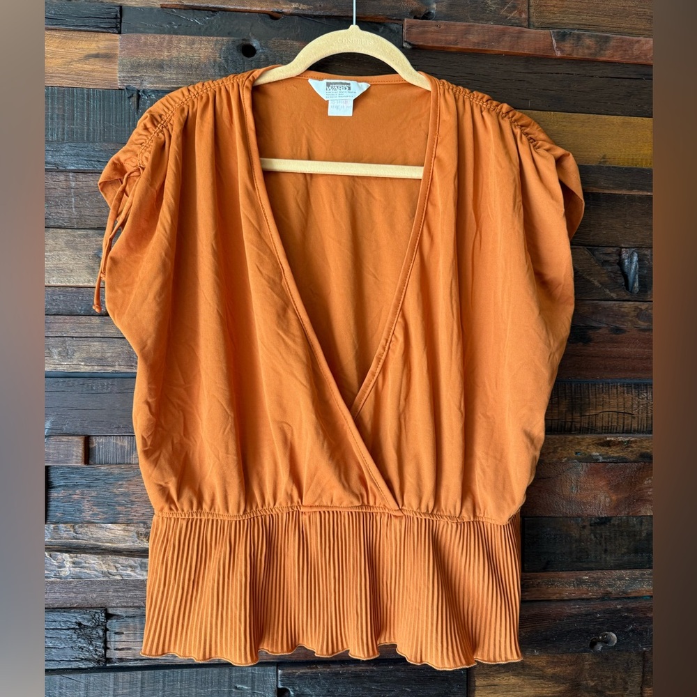 Vintage Y2K Montgomery Ward Bronze Surplice Blouson Top